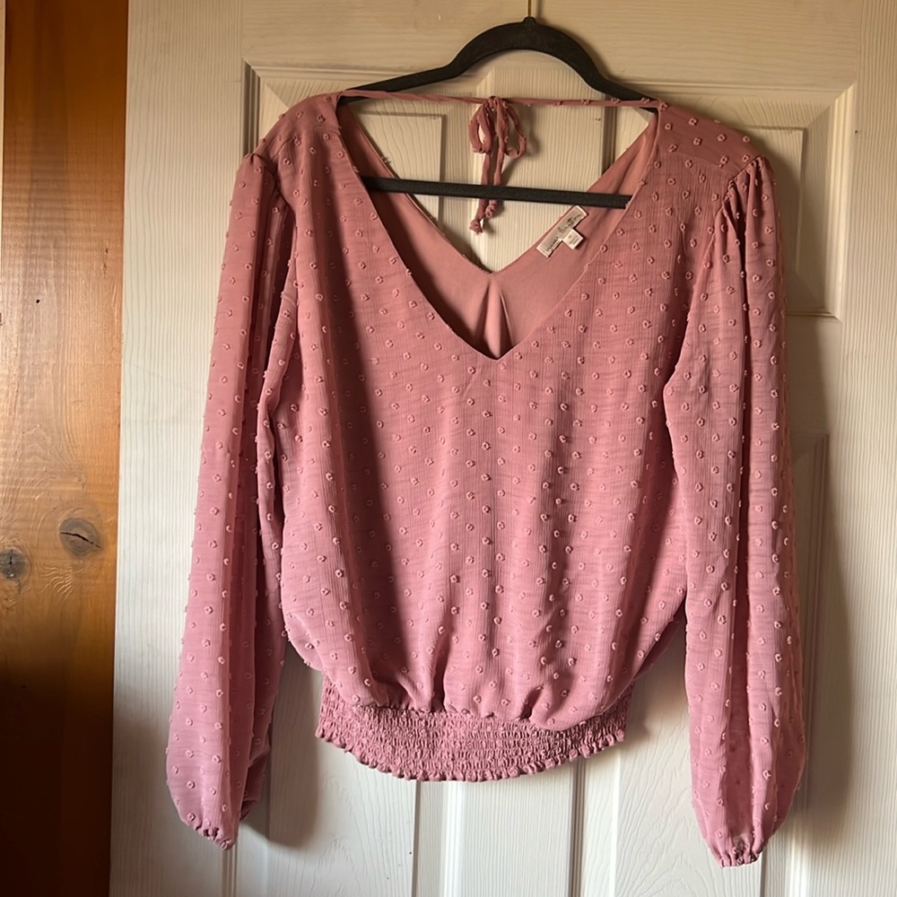 Nine Britton Pink Ling Sleeve Smock Bottom Top